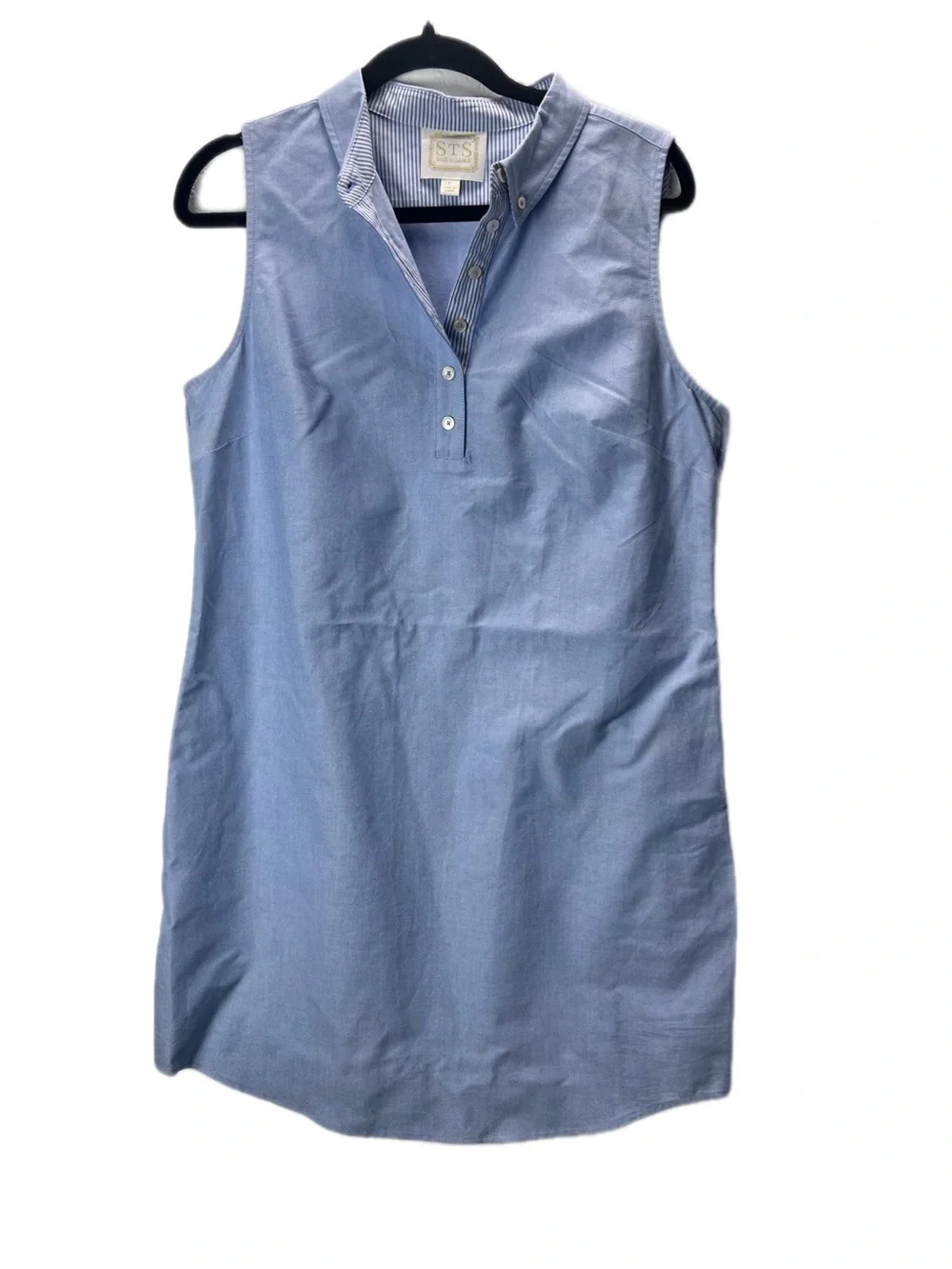 STS Sail to Sable Light Blue Sleeveless Oxford Shift Dress Size Large - Picture 2 of 12